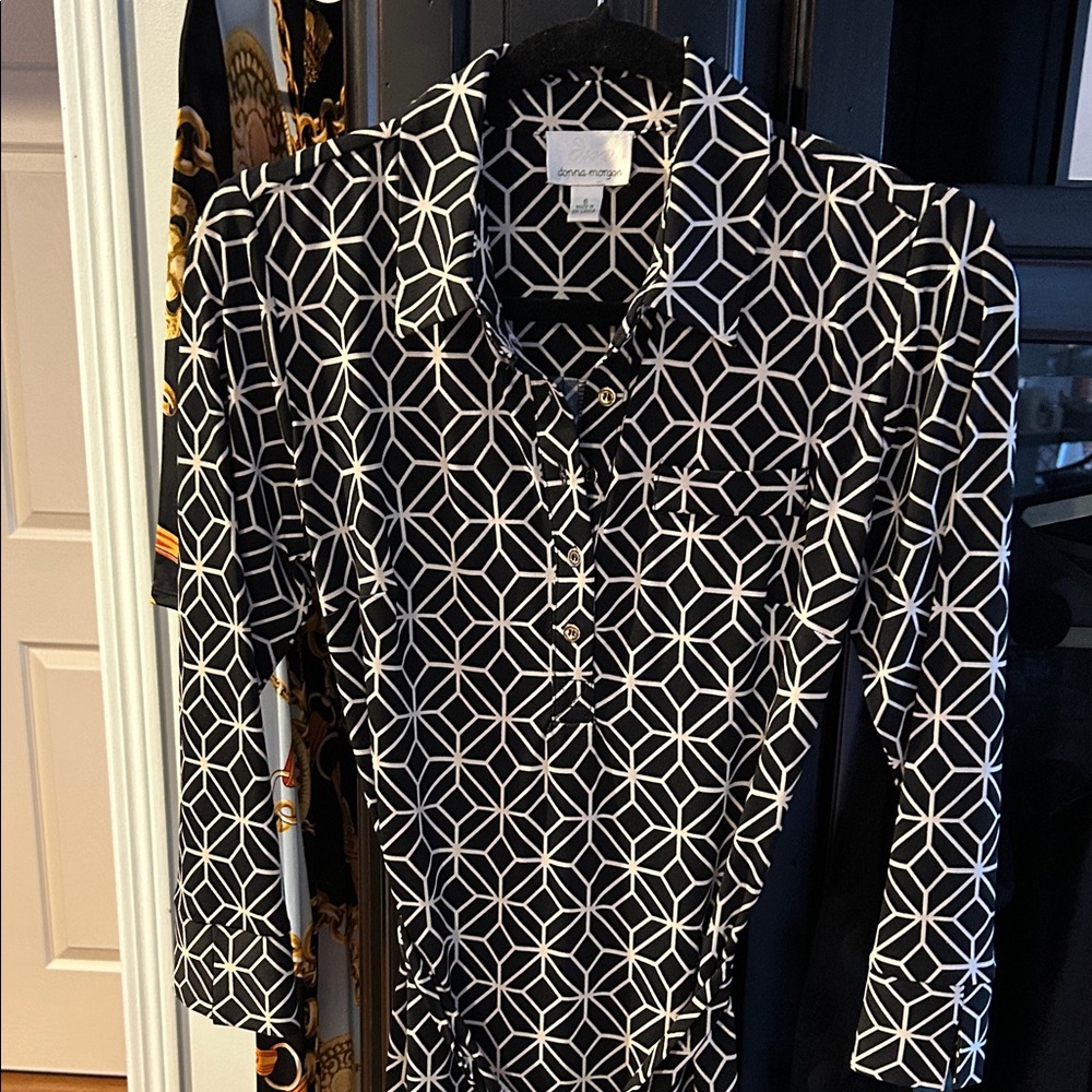 Donna Morgan Black and tan  Geometric Dress, 6